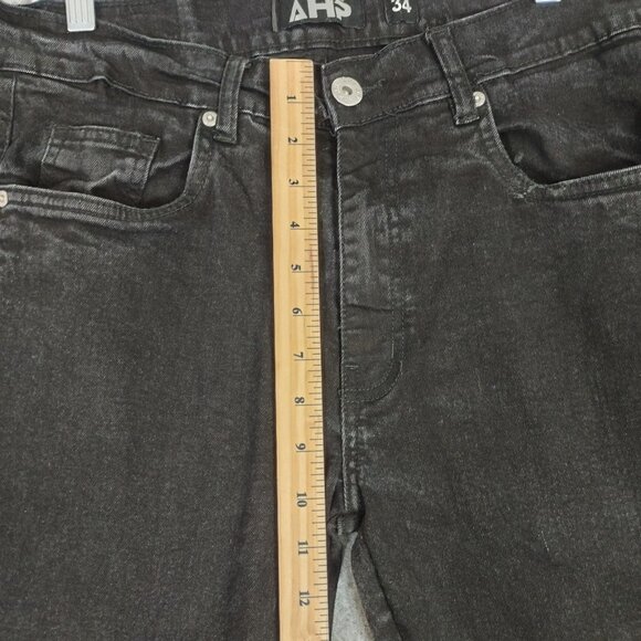 AHP Another Hype Piece Jeans Mens 34x31 Black Slim Straight Pant Crossbones Flaw - Picture 11 of 12